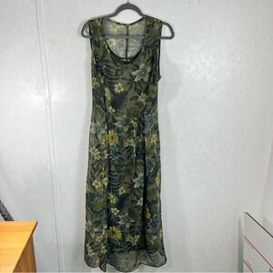 Source Unknown Green Sleeveless Scoop Neck Sundress Fully lined